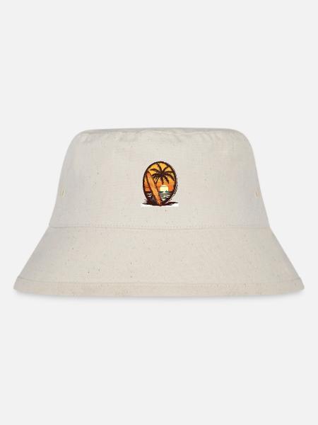 Sonnenuntergang Surfbrett Palmen - Stanley/Stella recycelter Bucket Hat - Naturweiß