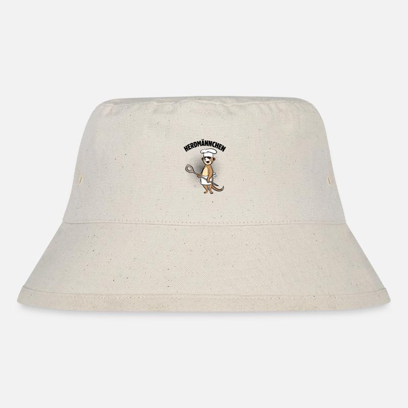 Herdmännchen - Erdmännchen mit Kochlöffel - Stanley/Stella recycelter Bucket Hat - Naturweiß