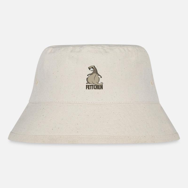 Fettchen - Frettchen mit dickem Po - Geschenk - Stanley/Stella recycelter Bucket Hat - Naturweiß