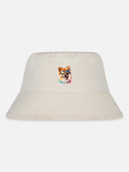 Pomeranian Zwergspitz Sonnenbrille Hund Print - Stanley/Stella recycelter Bucket Hat - Naturweiß