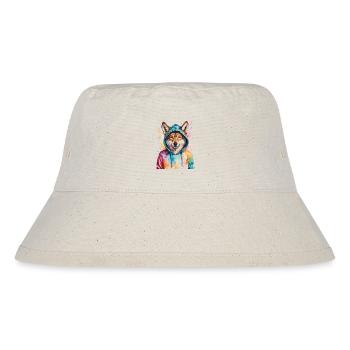 Wolf Hoodie Bunt Lustig Tier Design Print - Stanley/Stella recycelter Bucket Hat - Naturweiß - Vorne