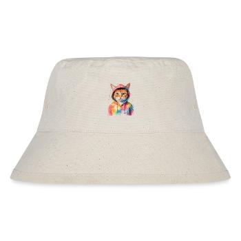Katze Hoodie Bunt Lustig Tier Design Print - Stanley/Stella recycelter Bucket Hat - Naturweiß - Vorne