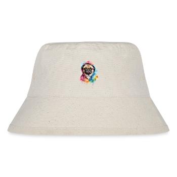 Pug Hoodie Dog Colorful Funny Animal Design Print - Stanley/Stella Recycled Bucket Hat - natural - Front