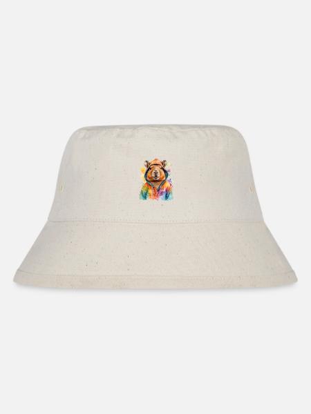 Capybara Hoodie Capy Colorful Animal Design Print - Stanley/Stella Recycled Bucket Hat - natural