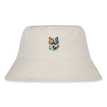 Wolf Sunglasses Colorful Animal Design Print - Stanley/Stella Recycled Bucket Hat - natural - Front