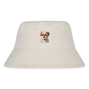 Shih Tzu Sonnenbrille Hund Lustig Tier Print - Stanley/Stella recycelter Bucket Hat - Naturweiß - Vorne