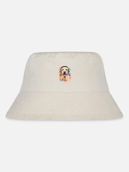 Labrador Retriever Headphones Dog Animal Print - Stanley/Stella Recycled Bucket Hat - natural