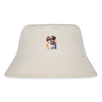 Shih Tzu Sonnenbrille Hund Lustig Tier Print - Stanley/Stella recycelter Bucket Hat - Naturweiß - Vorne