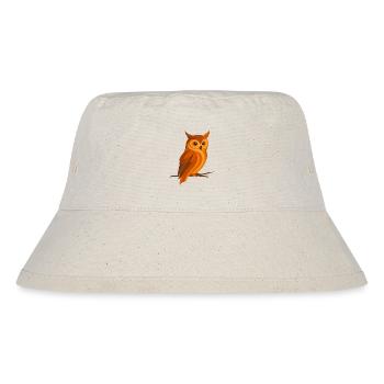 Eule in Orangetönen – Ausdrucksstarker Waldvogel - Stanley/Stella recycelter Bucket Hat - Naturweiß - Vorne