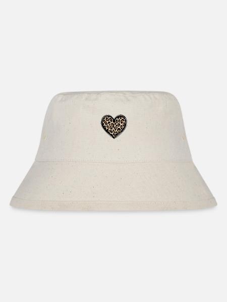 Leopard Herzmuster mit Animal-Print - Stanley/Stella recycelter Bucket Hat - Naturweiß