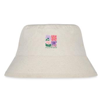 Florales Muster mit Pastell Blumen Flowers - Stanley/Stella recycelter Bucket Hat - Naturweiß - Vorne
