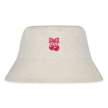 Valentine Cherries with Pink Bow - Stanley/Stella Recycled Bucket Hat - natural - Front
