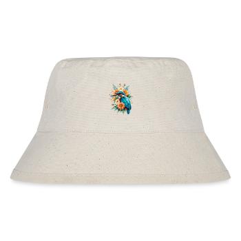 Königfischer im Blütenkranz - Stanley/Stella recycelter Bucket Hat - Naturweiß - Vorne
