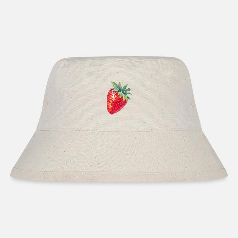 Erdbeere - Stanley/Stella recycelter Bucket Hat - Naturweiß