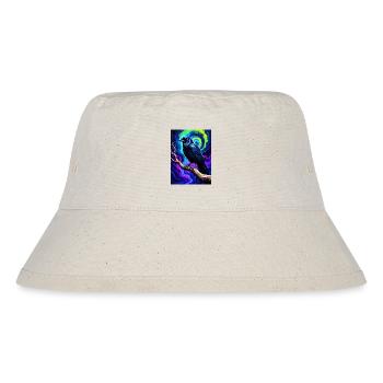 Vivid Black Crow Art on Psychedelic Background - Stanley/Stella Recycled Bucket Hat - natural - Front