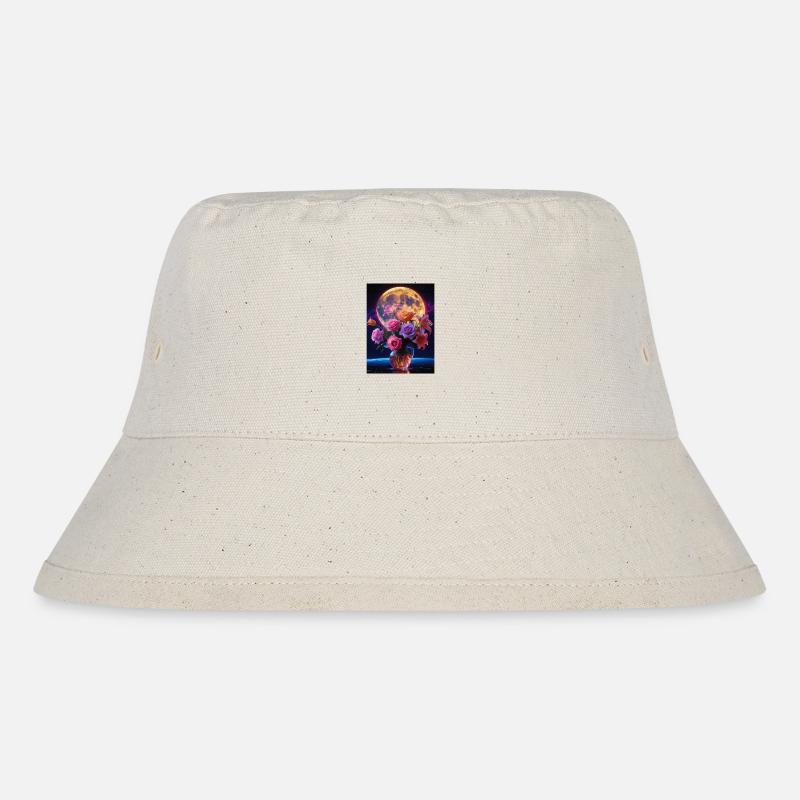 Celestial Bloom Under Full Moon - Stanley/Stella Recycled Bucket Hat - natural