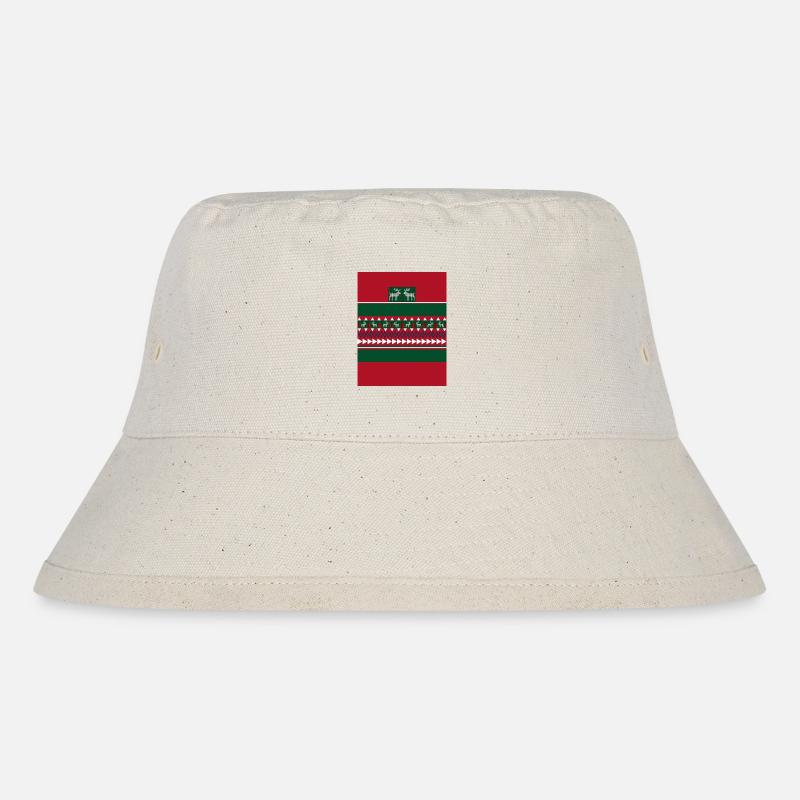 Reindeer Nordic Knit Holiday Pattern - Stanley/Stella Recycled Bucket Hat - natural