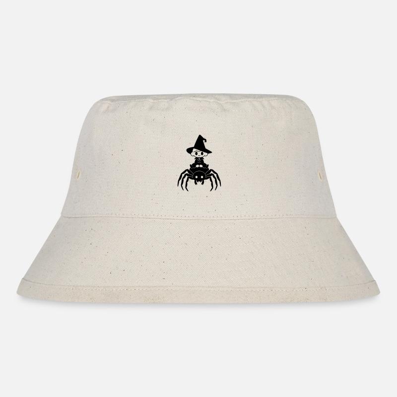 Cute Witch Rides Spider Halloween Motif - Stanley/Stella Recycled Bucket Hat - natural