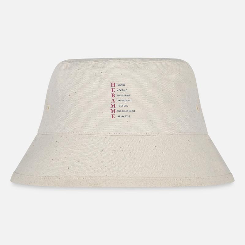Hebamme Akrostichon – Herz & Hingabe Hell - Stanley/Stella recycelter Bucket Hat - Naturweiß