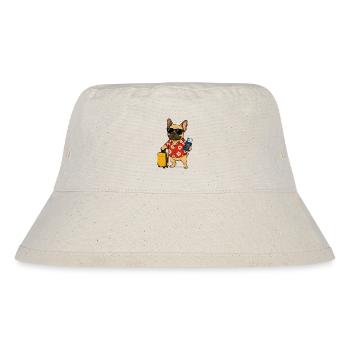 Hawaiianischer Bulldog mit Reisekoffer - Stanley/Stella recycelter Bucket Hat - Naturweiß - Vorne