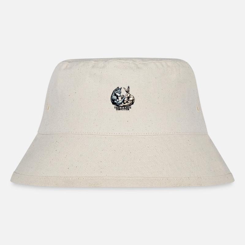 Armwrestling Armdrücken Wolf und Hase Geschenk - Stanley/Stella recycelter Bucket Hat - Naturweiß