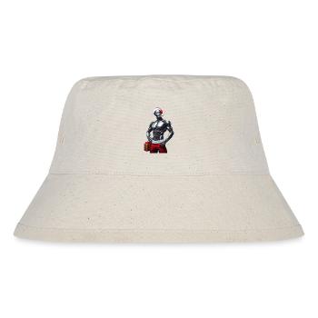 Cyber-robot mit Weihnachtsmütze und Geschenk - Stanley/Stella recycelter Bucket Hat - Naturweiß - Vorne