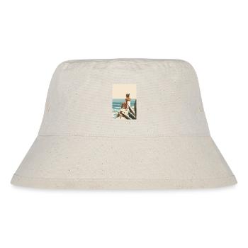A moment of rest, woman on rocks by the sea | AI - Stanley/Stella Recycled Bucket Hat - natural - Front
