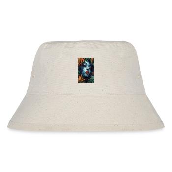 Neon Blattporträt mit roten Lippen - Stanley/Stella recycelter Bucket Hat - Naturweiß - Vorne