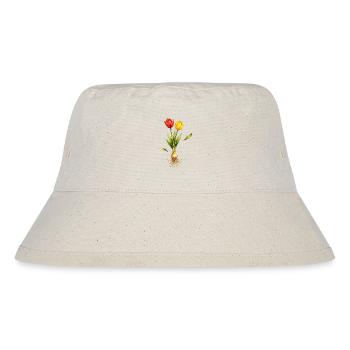 Zwei Tulpen mit sichtbarer Zwiebel und Wurzeln - Stanley/Stella recycelter Bucket Hat - Naturweiß - Vorne