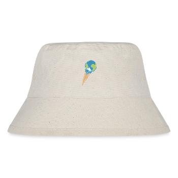 Schmelzende Erde als Eis in der Waffel - Stanley/Stella recycelter Bucket Hat - Naturweiß - Vorne