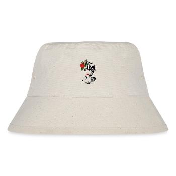 Gesicht mit Schmetterling und Rose - Stanley/Stella recycelter Bucket Hat - Naturweiß - Vorne
