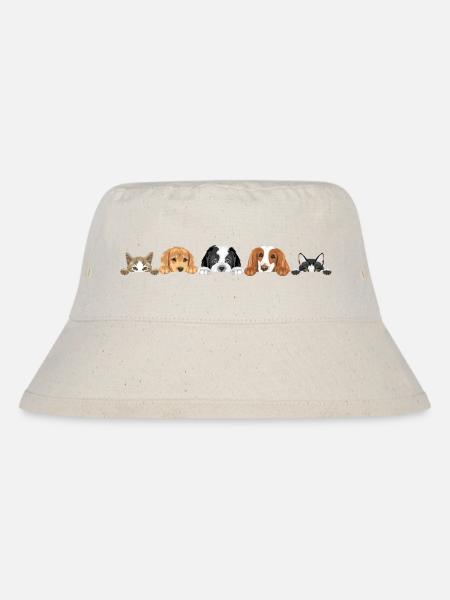 Niedliche Hunde und Katzen spähen - Stanley/Stella recycelter Bucket Hat - Naturweiß