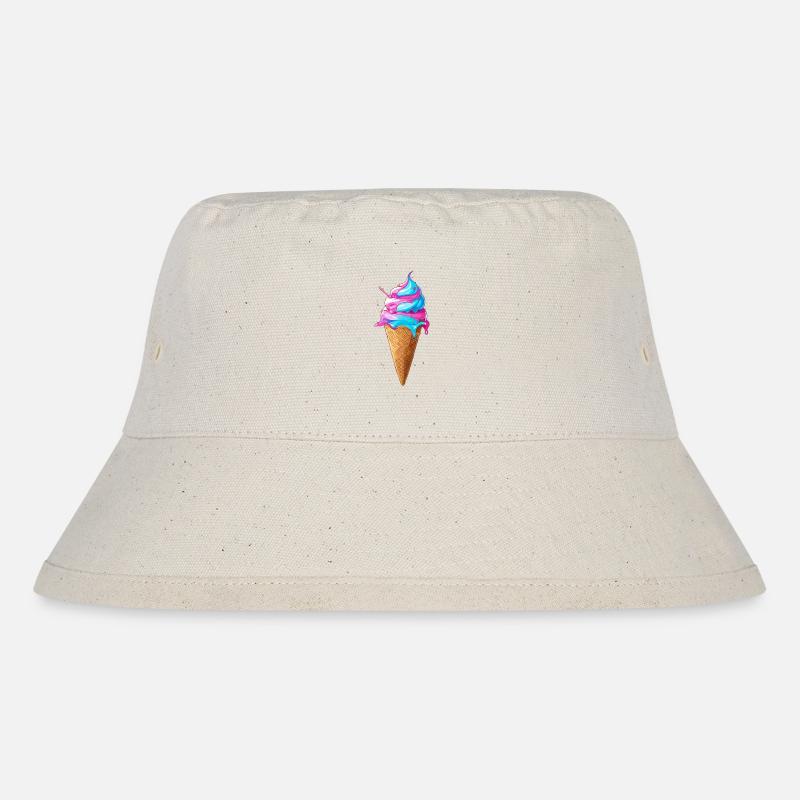 Delicious Ice Cream | Synthwave Ice Cream Cone - Stanley/Stella Recycled Bucket Hat - natural