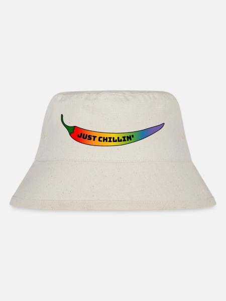 CSD Gay T Shirt Regenbogen Chili just chillin - Stanley/Stella recycelter Bucket Hat - Naturweiß