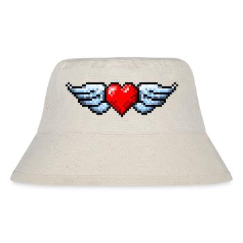 Retro Pixel Art Winged Heart - Stanley/Stella recycelter Bucket Hat - Naturweiß - Vorne
