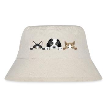 Spannender Bernhardinerwelpe und zwei niedliche Katzen - Stanley/Stella recycelter Bucket Hat - Naturweiß - Vorne