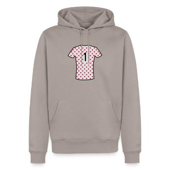 Rot gepunktetes Trikot - Männer Premium Bio Hoodie - Taupe - Vorne - Nico (187cm)