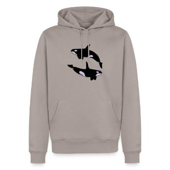 2 Schwertwale - Männer Premium Bio Hoodie - Taupe - Vorne - Nico (187cm)