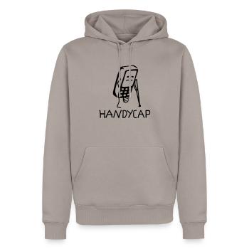 HANDYCAP - Männer Premium Bio Hoodie - Taupe - Vorne - Nico (187cm)