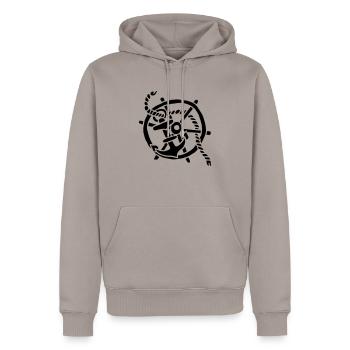 Anker Seemann Anchor Sailor Tattoo Oldschool SOS - Männer Premium Bio Hoodie - Taupe - Vorne - Nico (187cm)