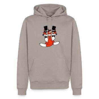 2 Foxes Friends Top Hat Men's Monocle Glasses - Men’s Premium Organic Hoodie - taupe - Front - Nico (187cm)