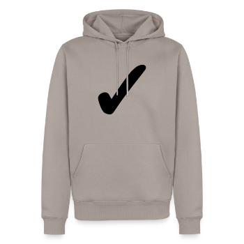 Ok - Ja - In Ordnung - Passt - Männer Premium Bio Hoodie - Taupe - Vorne - Nico (187cm)