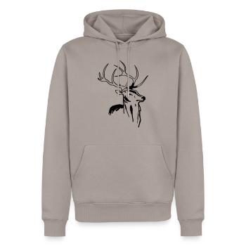 Hirsch - Männer Premium Bio Hoodie - Taupe - Vorne - Nico (187cm)
