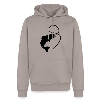 fish_1__f1 - Sweat à capuche Premium bio Homme - taupe - Devant - Nico (187cm)