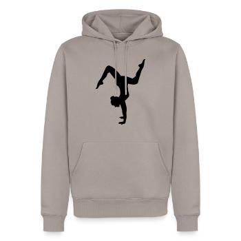 Bodenturnen - Männer Premium Bio Hoodie - Taupe - Vorne - Nico (187cm)