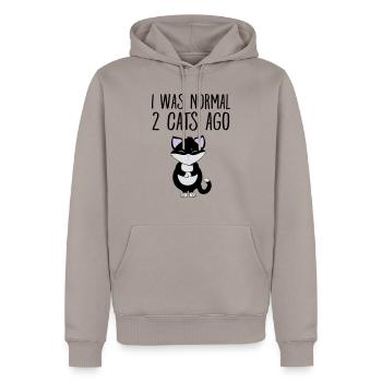 I Was Normal 2 Cats Ago - Sweat à capuche Premium bio Homme - taupe - Devant - Nico (187cm)