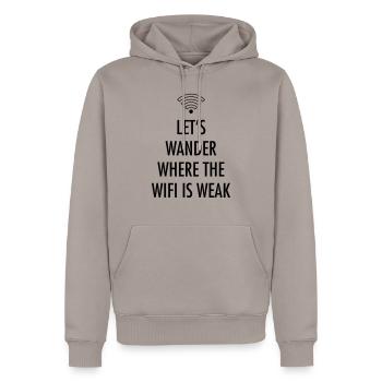 Let's Wander Where The WIFI Is Weak - Sweat à capuche Premium bio Homme - taupe - Devant - Nico (187cm)