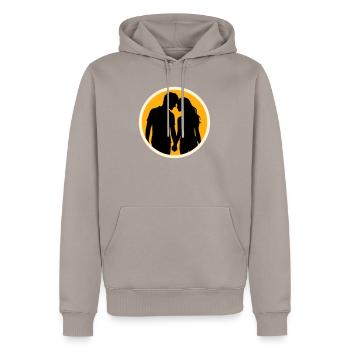 Couple Silhouette Amour Romance Petit ami de la Saint-Valentin - Sweat à capuche Premium bio Homme - taupe - Devant - Nico (187cm)