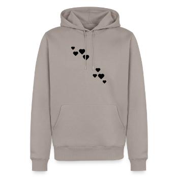 herzen - Männer Premium Bio Hoodie - Taupe - Vorne - Nico (187cm)