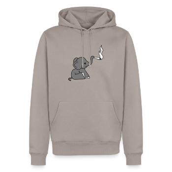 elefant bekifft kiffen joint stoned weed cannabis - Männer Premium Bio Hoodie - Taupe - Vorne - Nico (187cm)